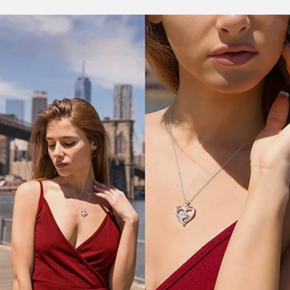 New 925 Silver heart shaped Cubic Zircon Necklace - Picture 3 of 4